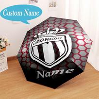 Custom Name Monaco Football Crest Umbrella Folding Umbrella, Automatic Umbrella - 8-Frame for Travel, Casual Lightweight Personalized Gifts Five-fold umbrella gray