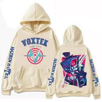 Hazbin Hotel Vox Voxtek Grafinis Džemperis su Gobtuvu Unisex Džemperis su Gobtuvu Animacinio Personažo Spaudinys Gatvės Stiliaus Megztinis Viršutiniai Drabužiai Vyrams Moterims Kasdienis Laisvalaikio Drabužis XXXXL beige