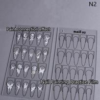 Reusable Acrylic Nail Art Painting Practice Paper Nail Art Practice Training Mat Manicure Flower Line Drawing Exercise Tool N2 gray