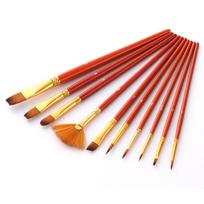10pcs Oil Acrylic Brush Watercolor Gouache Paint Brushes Pointed Tip Nylon Hair Painting Brush Professional Set Art Supplies