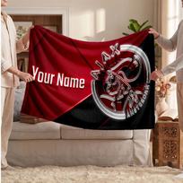Ajax Amsterdam Personalized Fleece Blanket With Football Logo, Custom Name Text Soft Warm Home Throw Blanket 80cmx120cm