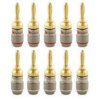 Nakamichi FanLock Excel serijos 24k paauksuoti bananiniai kištukai 10 AWG 18 AWG dydžio 4 mm garsiakalbiui, stiprintuvui, stereo sistemai, namų kino teatrui, radijo, garso laidui beige