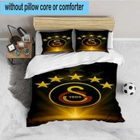 Galatasaray Crest Glory 3PCS Bedding set,Ideal for 1pc Duvet Cover And 2pcs Pillowcases Perfect for Fan gift,Ideal for Bedroom, Dormitory 135cmx200cm black