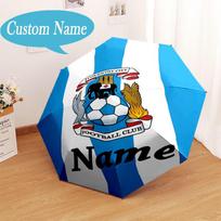 Custom Name Coventry Football Club Crest Umbrella Folding Umbrella, Automatic Umbrella - 8-Frame for Travel, Casual Lightweight Personalized Gifts Five-fold umbrella blue