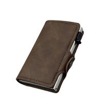 Men'S Women'S Multi-Function Bank Card Wallet Rfid Blocking Metal Aluminum Id Card Holder  Business Purse kava