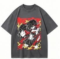 Soul Eater Anime Lover Washed T-shirt Year round clothing high quality personality Clothes Plus Size Unisex New Model Couples tee M black