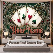 Cards Casino (5) Theme Personalized Tapestry Custom Name Text Wall Hanging Tapestry Home Background Decoration 150cmx200cm