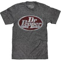 Tee Luv Men's Distressed Dr Pepper Logo Shirt M viržių pilka spalva