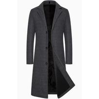 Hot Selling Men's Fashion Casual Trendy Trench Coat Daily Classic Solid Color Woolen  Coat Jacket XXXL tamsiai pilka spalva