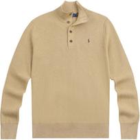 Polo Ralph Lauren FW25 Small Pony Logo Embroidered High Neck Button Waffle Knit Sweater Men sweater 710P07392-002 M beige