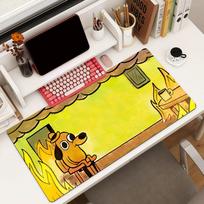 This Is Fine Dog Mouse Pad Square Office Gaming Desk Mat Waterproof Nonslip Rubber Decorative 800x300x2mm