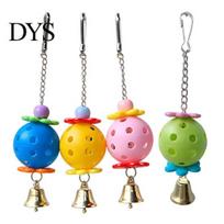 Bird Chew Toy Parrot Foraging Ball Toy, Plastic Hollow with Bell, Cage Enrichment for Lovebird Budgie Cockatiel Conure Activity pink