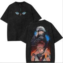 Gojo vs Sukuna Vintage T-Shirt – Jujutsu Kaisen Anime Graphic Tee Cotton Unisex 4XL gray