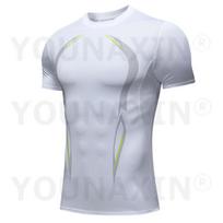 Vyriški trumparankoviai marškinėliai Joga Treniruotės Krepšinis Sportas Glaudus Salė Fitnesas Bėgimas Viršutinė dalis Lauko sportinė apranga S M L XL 2XL 3XL 3XL balta