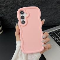 Skirtas Samsung S24 S22 Ultra Plus S23 S21 S20 Fe A55 A54 A53 A52 A35 A34 A25 15 A5g Wave Frame Cloud Candy Color Square Tpu minkštas telefono dėklo dangtelis Samsung A34 5G rožinė