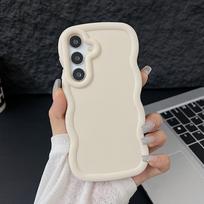Skirtas Samsung S24 S22 Ultra Plus S23 S21 S20 Fe A55 A54 A53 A52 A35 A34 A25 15 A5g Wave Frame Cloud Candy Color Square Tpu minkštas telefono dėklo dangtelis Samsung A34 5G smėlis
