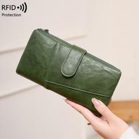 ID Bag Anti-theft Brush RFID Passport Bag Zipper ID Clip Multifunctional Travel Passport Wallet žalia