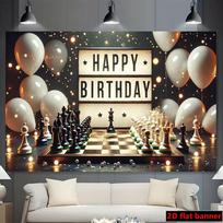 2D Elegant Chess Set Backdrop for Chess Tournament or Birthday Photoshoot 59x51.1inch/150*130cm black