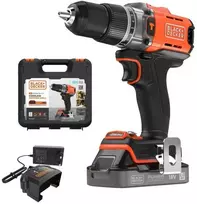 Black & Decker Juodas & Decker wiertarko-wkrętarka smūginis akumuliatorinė, 50Nm, 18V POWERCONNECT, Juodas & Decker [BLD683D1XK-QW] 2,0Ah, dėklas