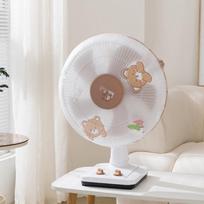 PEVA Cartoon Fan Dust Cover - Small Household Vertical Fan Protector Round (head only) cute bear gray