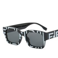 non-polarized Vintage Square concave styling hip hop sunglasses Women Fashion Sun Glasses Classic letters color  Retro Outdoor Travel Male Eyewear as shown gray