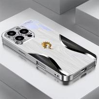 Golden Dragon Crest Electroplated Silver Phone Case For iPhone 16 17 15 14 13 12 11 Pro Max Plus 16E 17Air XR 7 8 XS Back Cover iPhone 12
