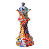 Chess Statue Sculpture Ornament Collectible Figurine Craft Furnishing Desk Table Cabinet Decoration 15x15x44CM A black