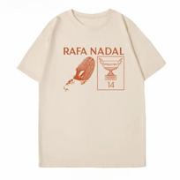 2026 Nadal Footprint Art Influencer Soil King Nadal Retirement Memorial Tennis ShortSleeved TShirt Summer HighQuality Ins Y2K 4XL beige