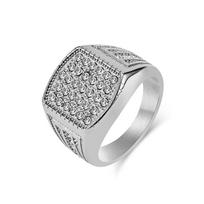Hot Selling European and American Style Hip Hop Full Diamond Titanium Steel Ring Personalized Dressing Niche Handmade Accessories 12# gray