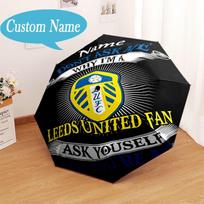 Custom Name Leeds Football Crest Umbrella Folding Umbrella, Automatic Umbrella - 8-Frame for Travel, Casual Lightweight Personalized Gifts Five-fold umbrella blue
