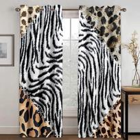 Leopardo rašto užuolaidos Madingos gyvūnų rašto langų užuolaidos 2 panelės Modernus svetainės miegamojo namų dekoras 70W245H(CM)X2PCS&Grommet Top