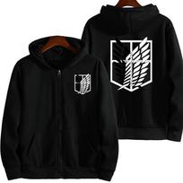 Rudens Žiemos Kardiganas Ataka prieš Titanus Unisex Madingas Prekės Ženklas Vilnos Spausdintas Gobtuvu Užtrauktuku 3XL black