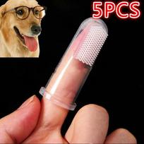 5pcs Hot Selling Super Soft Pet Finger Toothbrush Dog Brush Addition Bad Breath Tartar Teeth Care Do brown