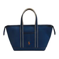 Polo Ralph Lauren Pony Embroidered Logo Canvas Leather Tote Bag Women tote bag Blue WAPOBAG0G620485410 Basic Set (Bag+Dust Bag) black