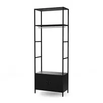 Jan Nowak Atvira biuro lentyna su drabužių kabykla, recepcijai ir laukiamajam, juodas metalinis, 800x2200x400 mm: ARIEL (5907367512694)