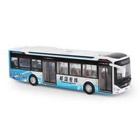 1/43 Didelio dydžio elektrinis turistinis žaislas, eismo autobusas, lydinio keleivinio automobilio modelis, lietas metalinis žaislas, verslo autobuso modelis, garsas, šviesa, dovana vaikams mėlyna