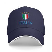 ITALIA National Team Baseball Cap with Embroidered Crest and Stars Black Adjustable Hat for Fans and Sports Enthusiasts One Size blue