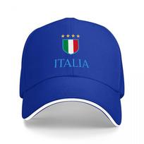 ITALIA National Team Baseball Cap with Embroidered Crest and Stars Black Adjustable Hat for Fans and Sports Enthusiasts One Size blue