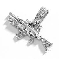Hip Hop New Product Hot Selling Full Diamond Sniper Gun Alloy Pendant Personalized Design European and American Hip Hop Necklace gray