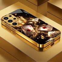 New Gold Poker card crown phone case glass s26 ultra case s25 ultra case for Samsung Galaxy S26 S25 S24 S23 S22 FE,Ultra,Plus GalaxyS24FE