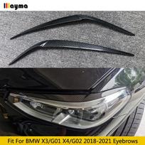 Carbon Fiber Car Front Bumper Headlight Eyebrows Eyelid Covers For BMW X3 G01 X4 G02 2018 -  X3M X4M Decorative Cover Trims X4 G02 gray