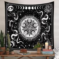 Polyester Tarot Sun Moon Mandala Tapestry, Witchy Aesthetic Wall Hanging, Bedroom Dorm Mystical Decor, Gift 40 x 60 cm Peach Skin Tapestry – 1 Piece