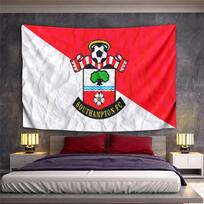 Southampton FC Crest on Red White Crumpled Diagonal Tapestry Wall Art Saints Fan Wall Hanging Decor for Dorm Room 75x90cm(29x35in) red