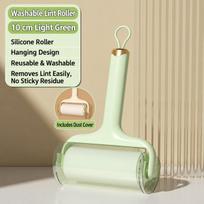 Washable Lint Roller 10cm Silicone Pet Hair Remover with Dust Cover Reusable Cleaner for Clothes Sofa Bedding Car žalia