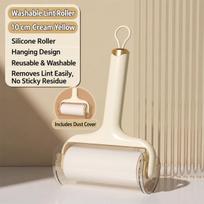 Washable Lint Roller 10cm Silicone Pet Hair Remover with Dust Cover Reusable Cleaner for Clothes Sofa Bedding Car white
