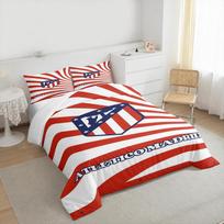 Atletico Madrid Football Club Crest Bedding set (1 duvet cover, 2 pillowcases, duvet not included), Red White Stripes Emblem Art Print 140x200cm