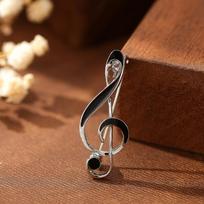 1 vnt. Muzikos natos sagė Aukštasis raktas Emalio Metalinis segtukas Muzikinio simbolio sagės Moterims Kostiumo atlapas Šalikas Papuošalas Dovana A2 brown