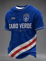 2026 Summer Best-selling Women's  Cape Verde Football Training T-Shirt 3D Printable Breathable Quick-Drying Family Style Shirt L blue
