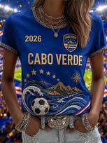 2026 Summer Best-selling Women's  Cape Verde Football Training T-Shirt 3D Printable Breathable Quick-Drying Family Style Shirt 6XL