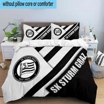 3PCS Sturm Graz Football Crest Printed Bedding Set, Includes A Duvet Cover and Two Pillowcases for Bedroom, Suitable for All Seasons 140cmx210cm